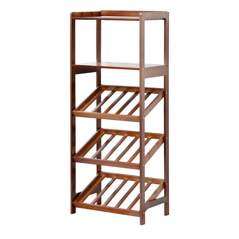 Modern Floor Wine Bottle Rack Brown Wood Wine Bottle Rack with Wine Storage