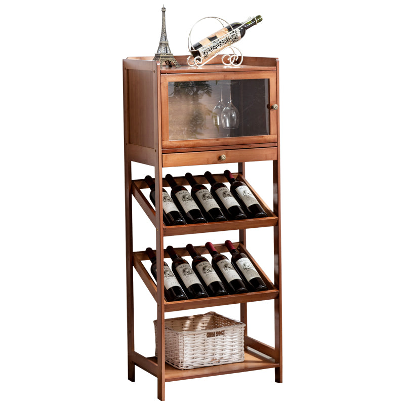 Modern Floor Wine Bottle Rack Brown Wood Wine Bottle Rack with Wine Storage