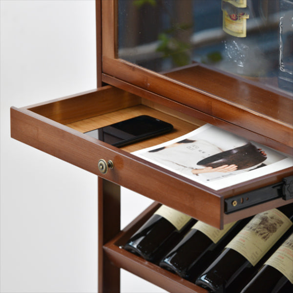 Modern Floor Wine Bottle Rack Brown Wood Wine Bottle Rack with Wine Storage