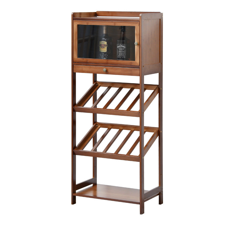 Modern Floor Wine Bottle Rack Brown Wood Wine Bottle Rack with Wine Storage