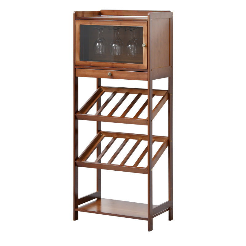 Modern Floor Wine Bottle Rack Brown Wood Wine Bottle Rack with Wine Storage