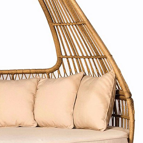 Rattan Canopy Patio Daybed Contemporary Water Resistant Outdoor Patio Sofa