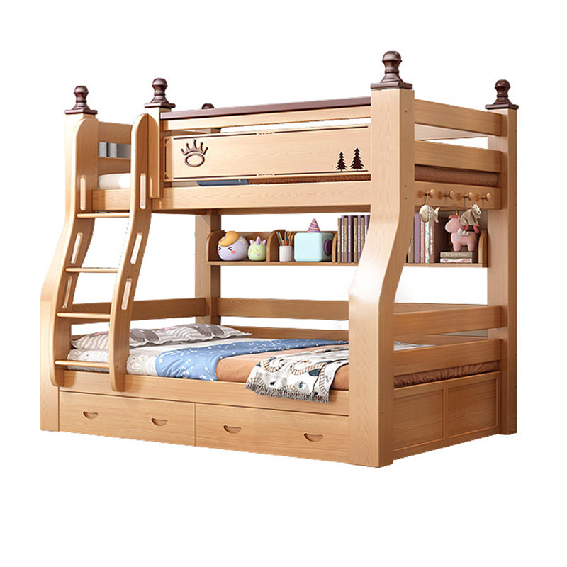 Solid Wood Natural Bunk Bed Scandinavian Kids Bed with Mattress