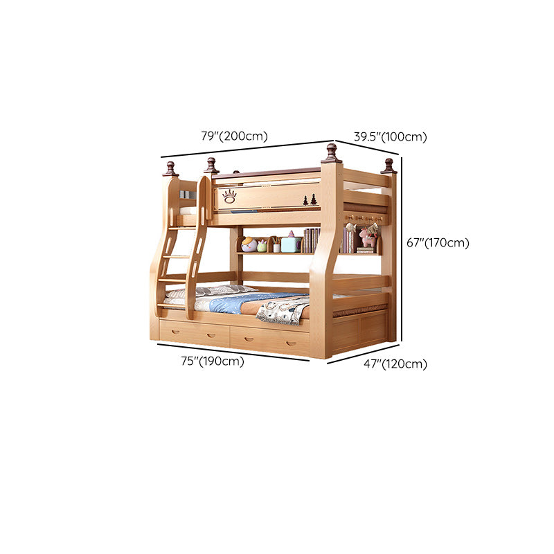 Solid Wood Natural Bunk Bed Scandinavian Kids Bed with Mattress