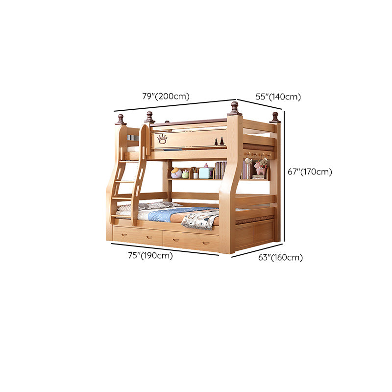 Solid Wood Natural Bunk Bed Scandinavian Kids Bed with Mattress