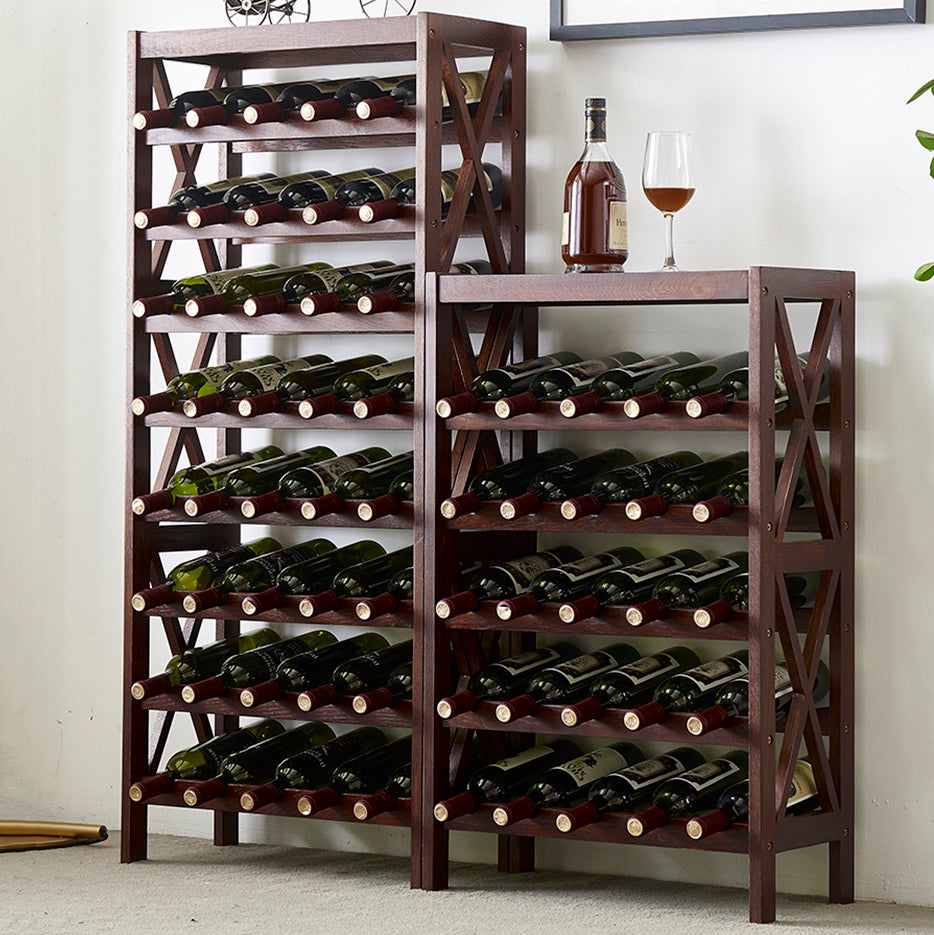 Contemporary Floor Wine Bottle Rack Solid Wood Wine Bottle Rack for Home