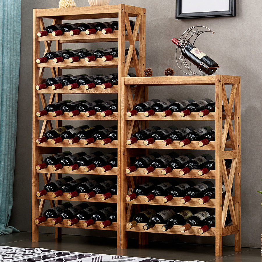 Contemporary Floor Wine Bottle Rack Solid Wood Wine Bottle Rack for Home