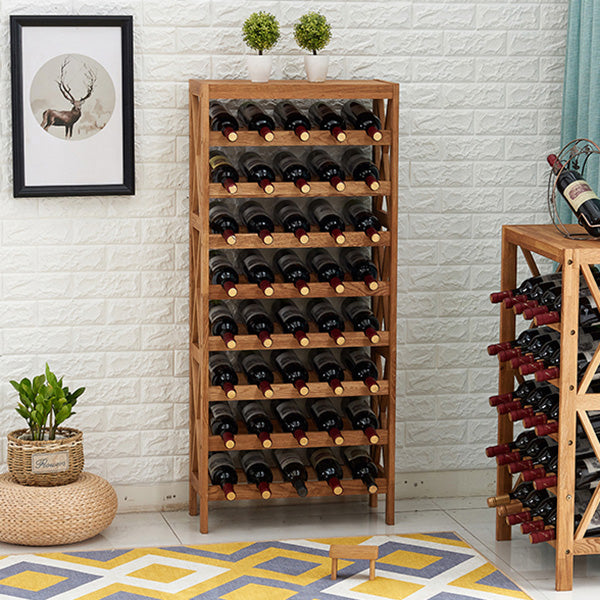 Contemporary Floor Wine Bottle Rack Solid Wood Wine Bottle Rack for Home