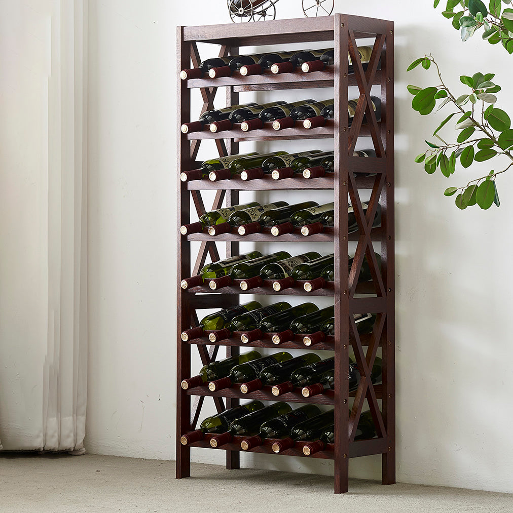 Contemporary Floor Wine Bottle Rack Solid Wood Wine Bottle Rack for Home