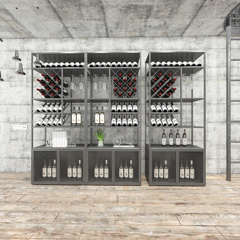 Modern Wine Bottle & Glass Rack Metal Floor Wine Rack Kitchen