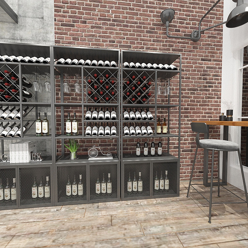 Modern Wine Bottle & Glass Rack Metal Floor Wine Rack Kitchen