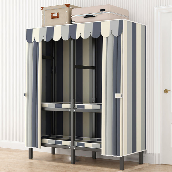 Modern Style Freestanding Wardrobe Armoire Metal Wardrobe with Shelves and Clothes Rail