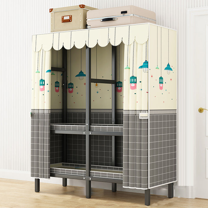 Modern Style Freestanding Wardrobe Armoire Metal Wardrobe with Shelves and Clothes Rail