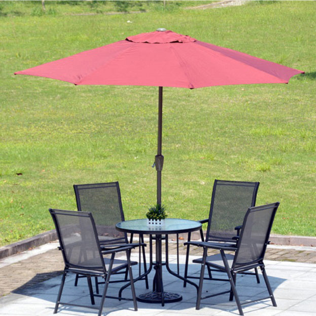 Modern Glass Patio Table Scratch Resistant Dining Table with Metal Base