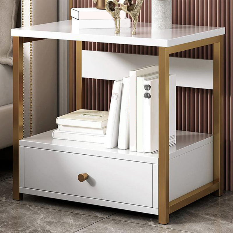 Contemporary Night Table Faux Wood Bedside Cabinet for Bedroom