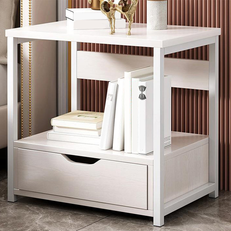 Contemporary Night Table Faux Wood Bedside Cabinet for Bedroom