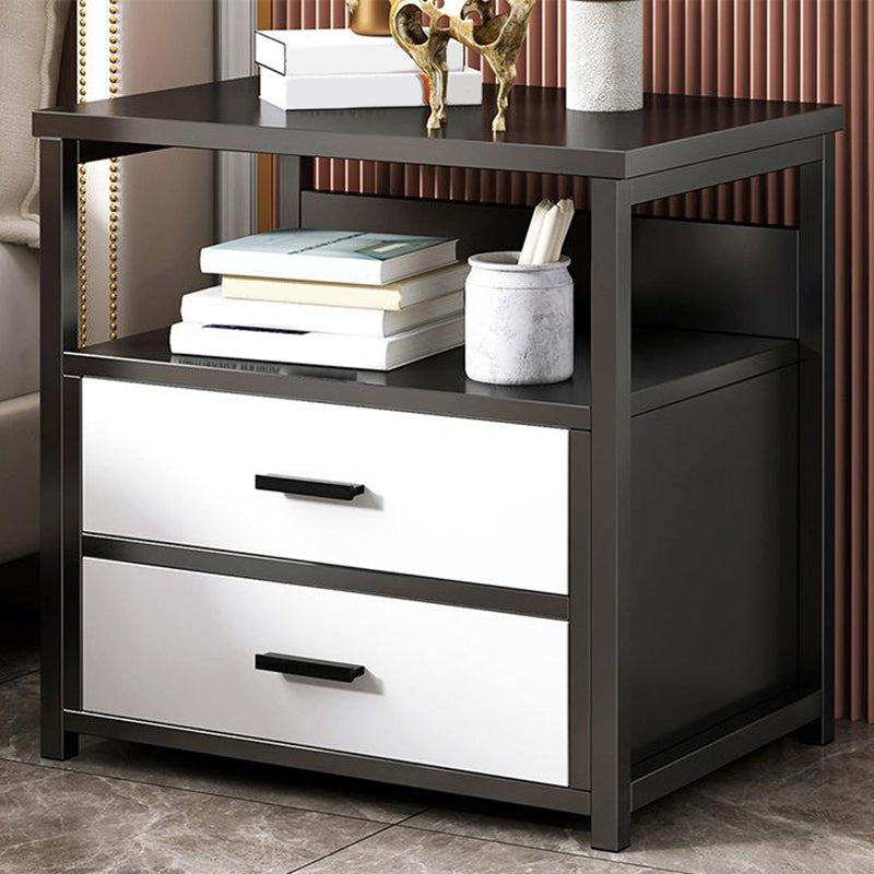 Contemporary Night Table Faux Wood Bedside Cabinet for Bedroom