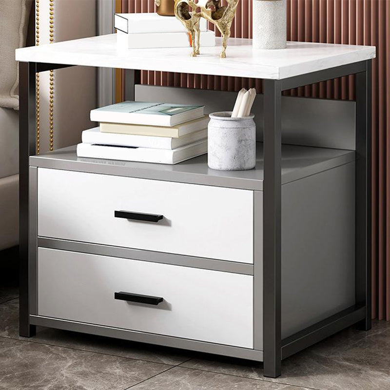 Contemporary Night Table Faux Wood Bedside Cabinet for Bedroom