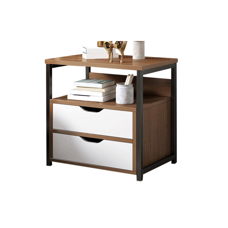 Contemporary Night Table Faux Wood Bedside Cabinet for Bedroom