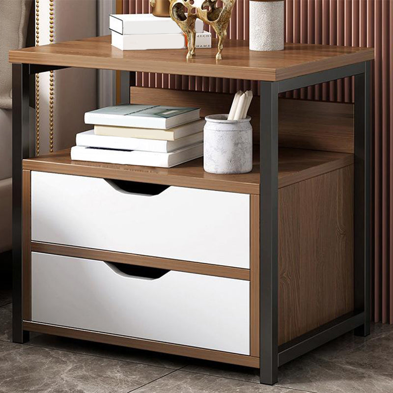 Contemporary Night Table Faux Wood Bedside Cabinet for Bedroom