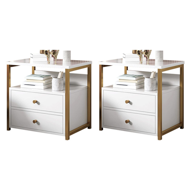 Contemporary Night Table Faux Wood Bedside Cabinet for Bedroom