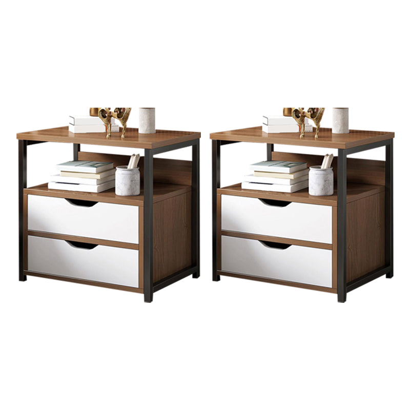 Contemporary Night Table Faux Wood Bedside Cabinet for Bedroom