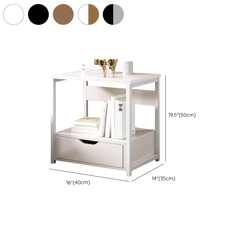 Contemporary Night Table Faux Wood Bedside Cabinet for Bedroom