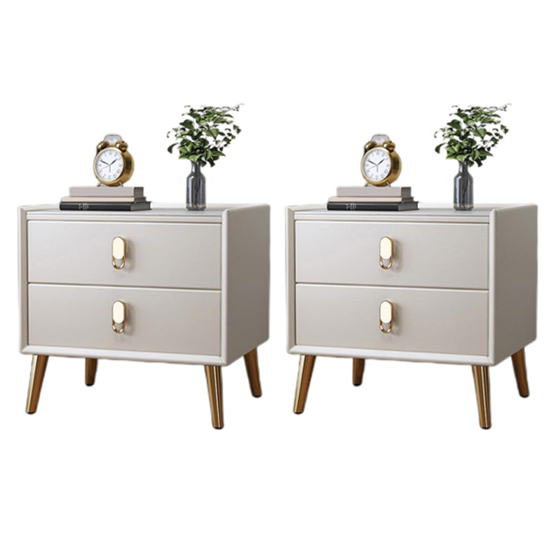 Glam Accent Table Nightstand Stone Bedside Cabinet with Drawers