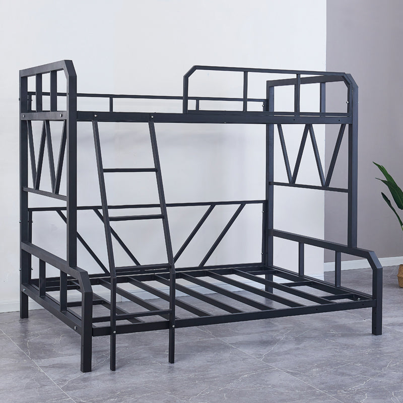 Contemporary Bunk Bed Metal Black with Guardrail No Theme Slat Headboard