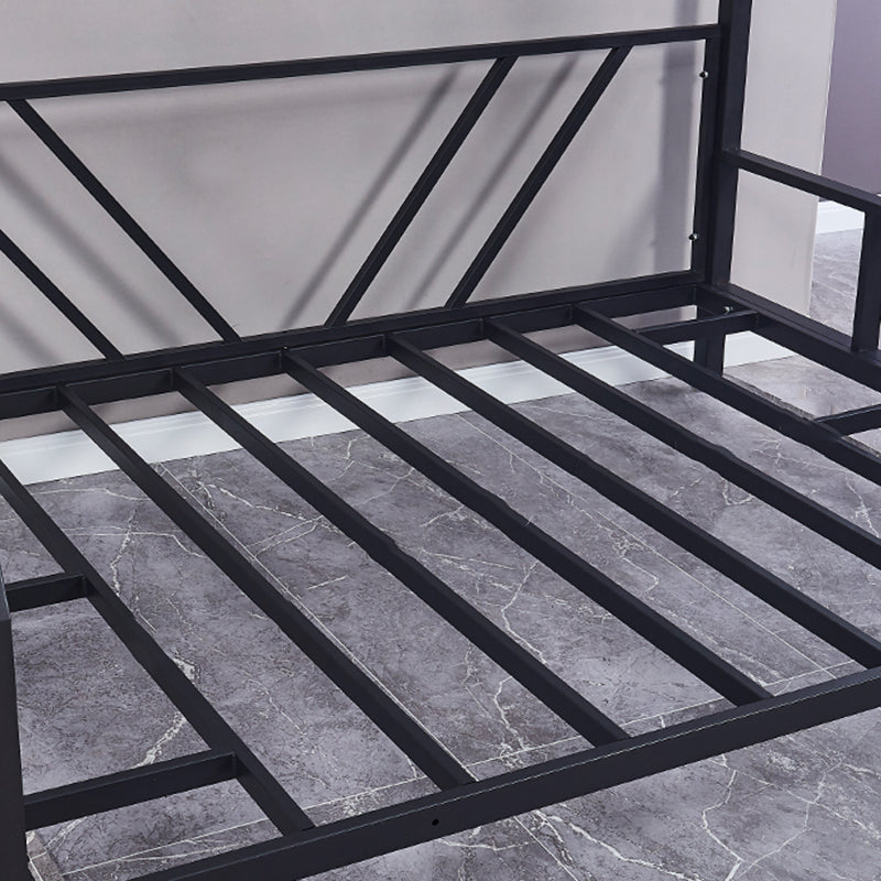 Contemporary Bunk Bed Metal Black with Guardrail No Theme Slat Headboard