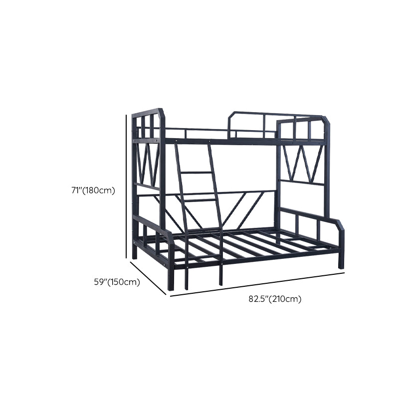 Contemporary Bunk Bed Metal Black with Guardrail No Theme Slat Headboard