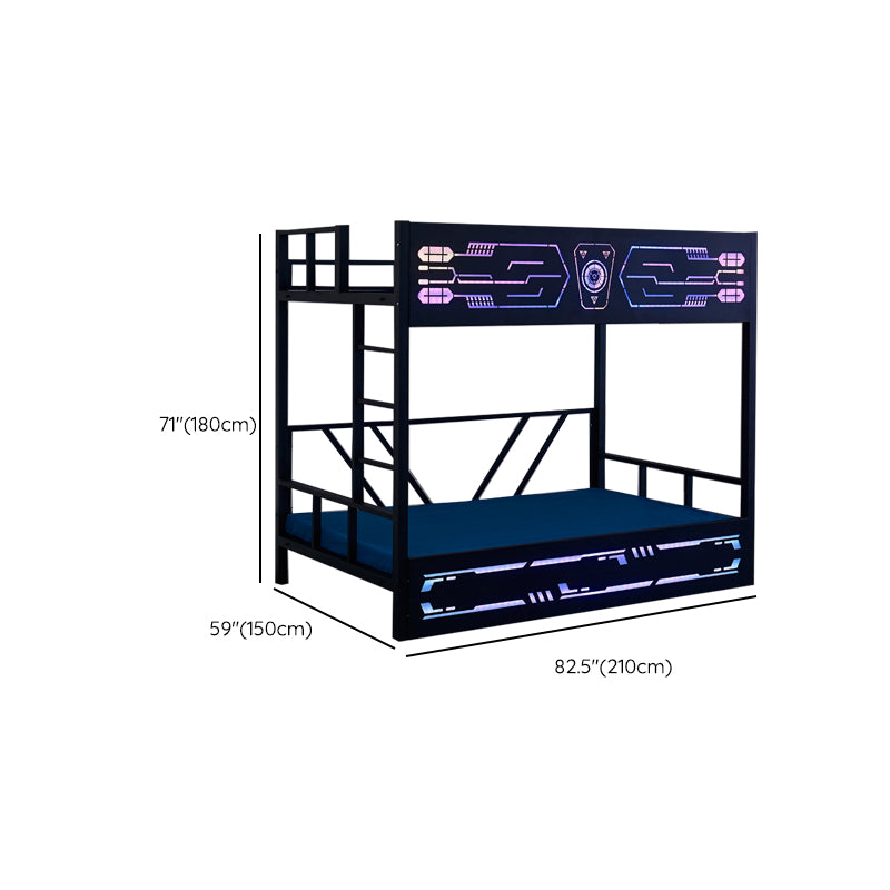 Contemporary Bunk Bed Metal Black with Guardrail No Theme Slat Headboard