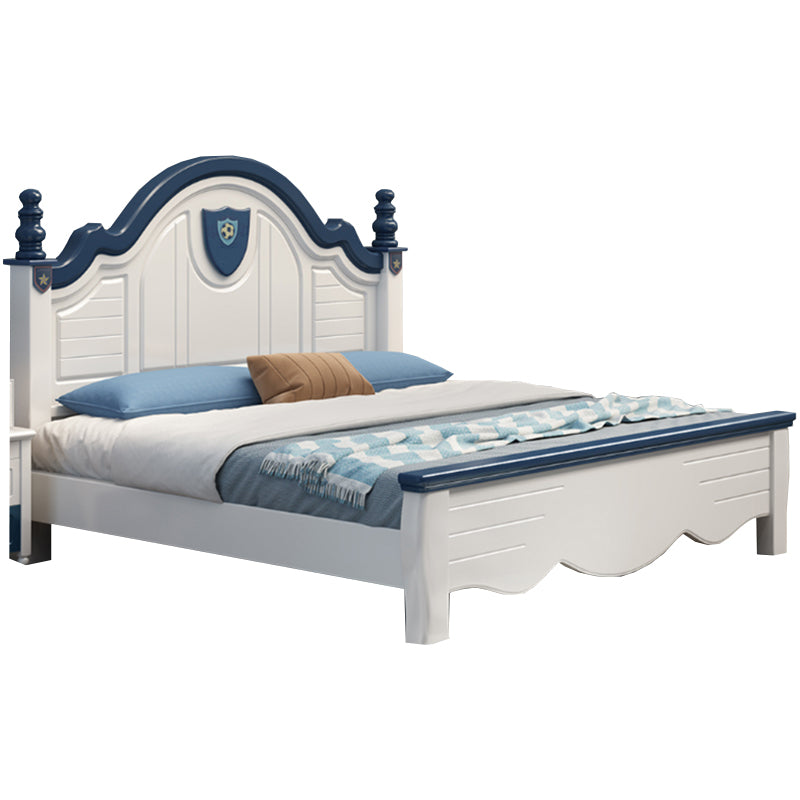 Contemporary Kids Bed Solid Wood Sports White Panel Headboard Mattress