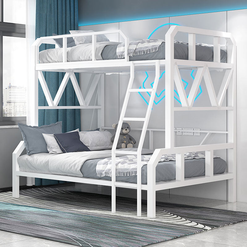 Contemporary Bunk Bed Metal with Guardrail Mattress Standard Slat Headboard