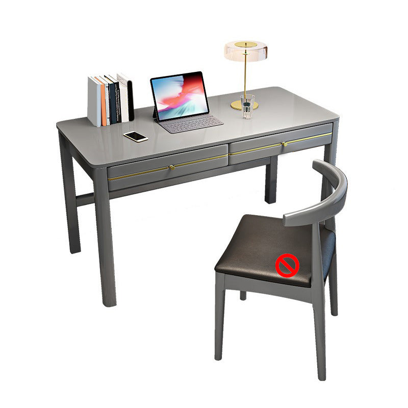 Contemporary Student Table with 2 Drawers in Rubber Wood for Home