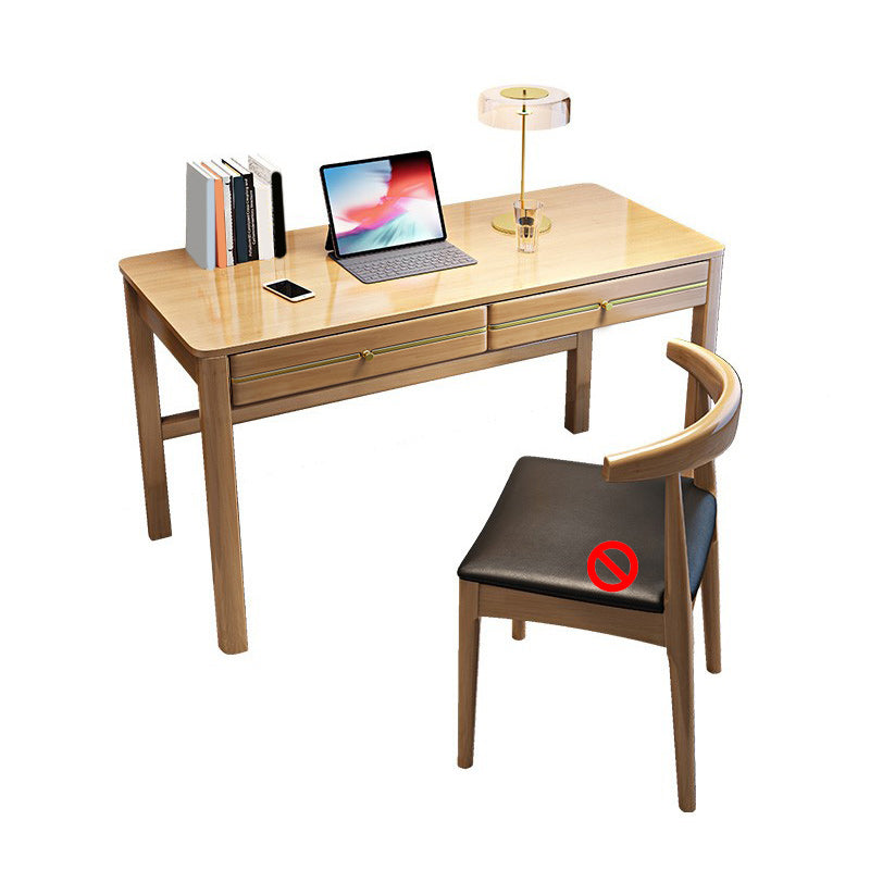 Contemporary Student Table with 2 Drawers in Rubber Wood for Home