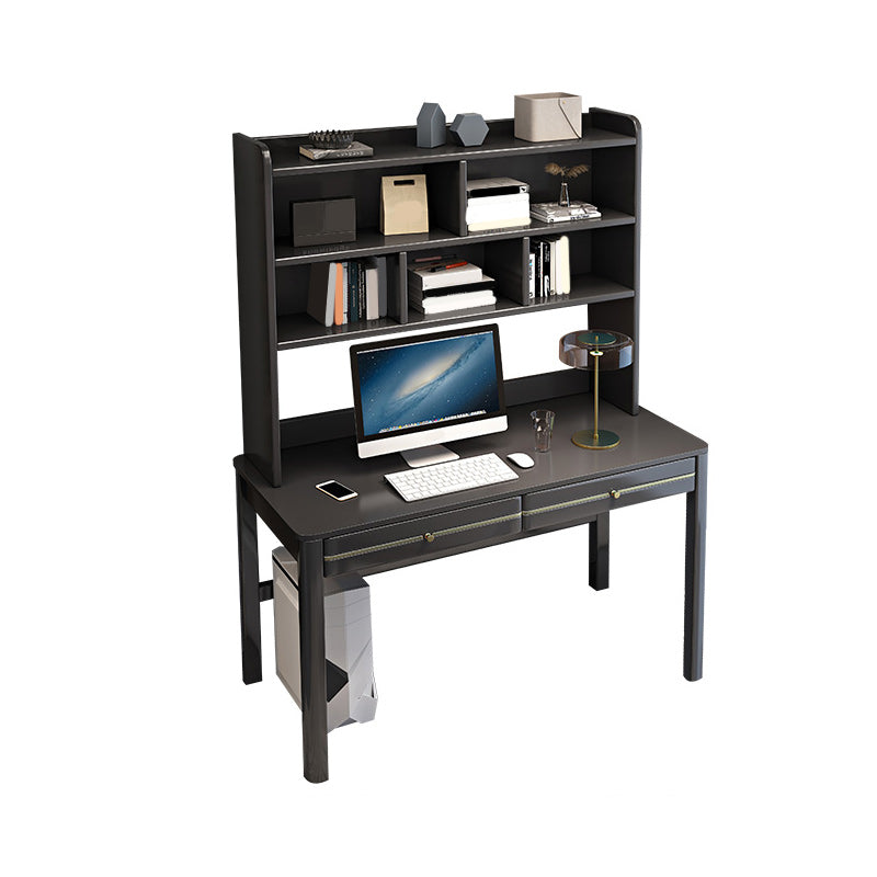 Contemporary Wooden Student Table with Storage Shelves and 2 Drawers