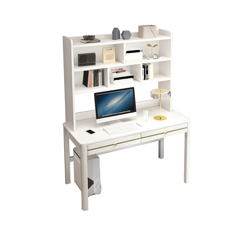 Contemporary Wooden Student Table with Storage Shelves and 2 Drawers