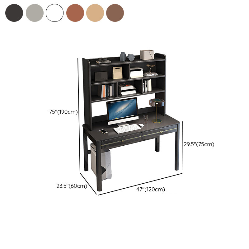 Contemporary Wooden Student Table with Storage Shelves and 2 Drawers