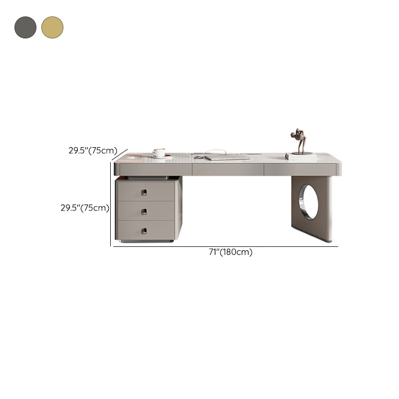 Rectangle Stone Top Office Desk Glam Writing Desk with Drawers for Office