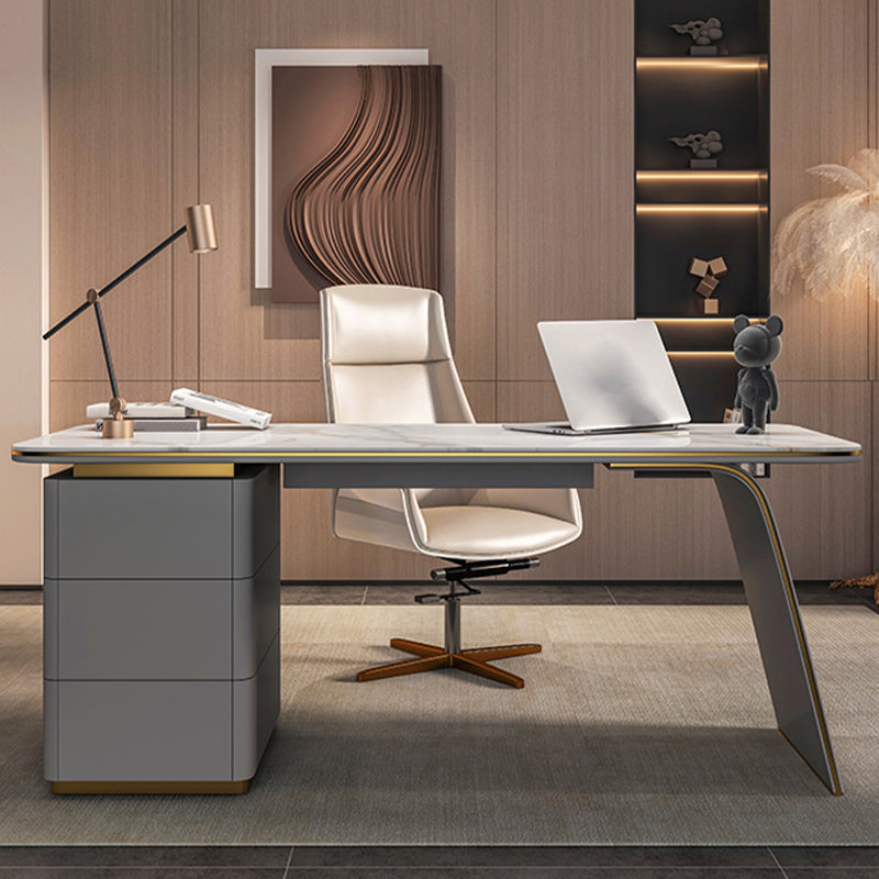 Rectangular Stone Top Office Desk Modern Style Writing Desk for Office