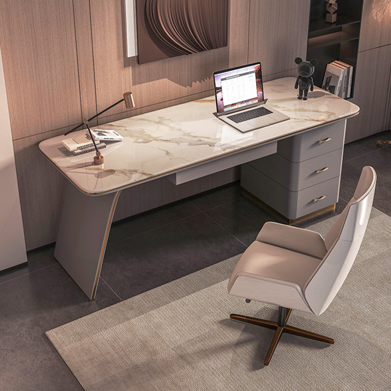 Rectangular Stone Top Office Desk Modern Style Writing Desk for Office