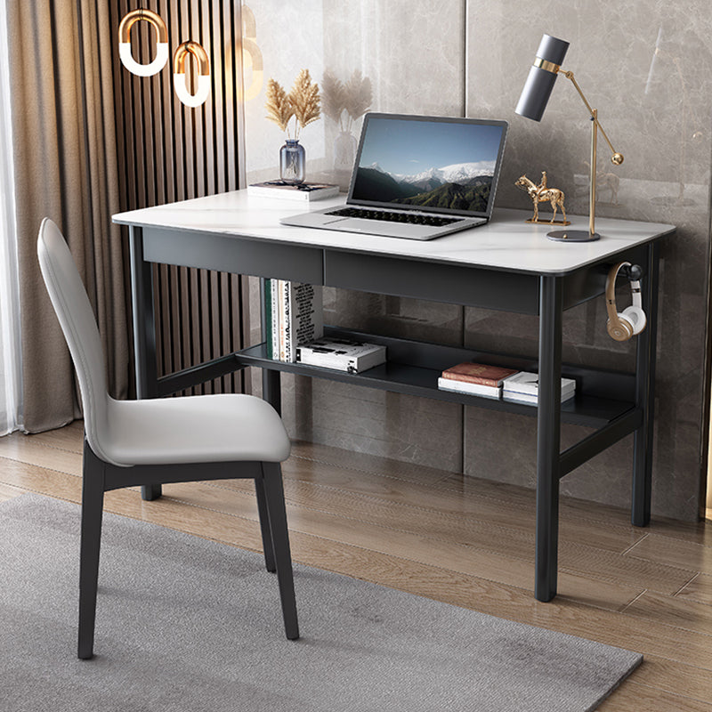 Contemporary Style Rectangular Computer Desk Bedroom Solid Wood Base Writing Desk