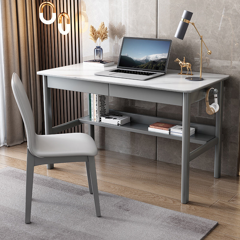 Contemporary Style Rectangular Computer Desk Bedroom Solid Wood Base Writing Desk