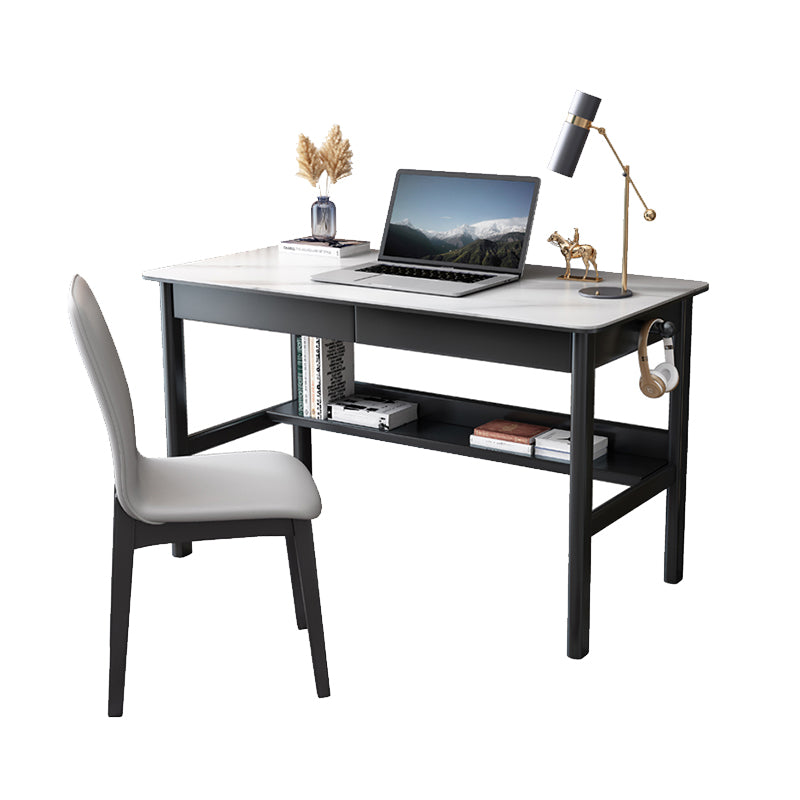 Contemporary Style Rectangular Computer Desk Bedroom Solid Wood Base Writing Desk