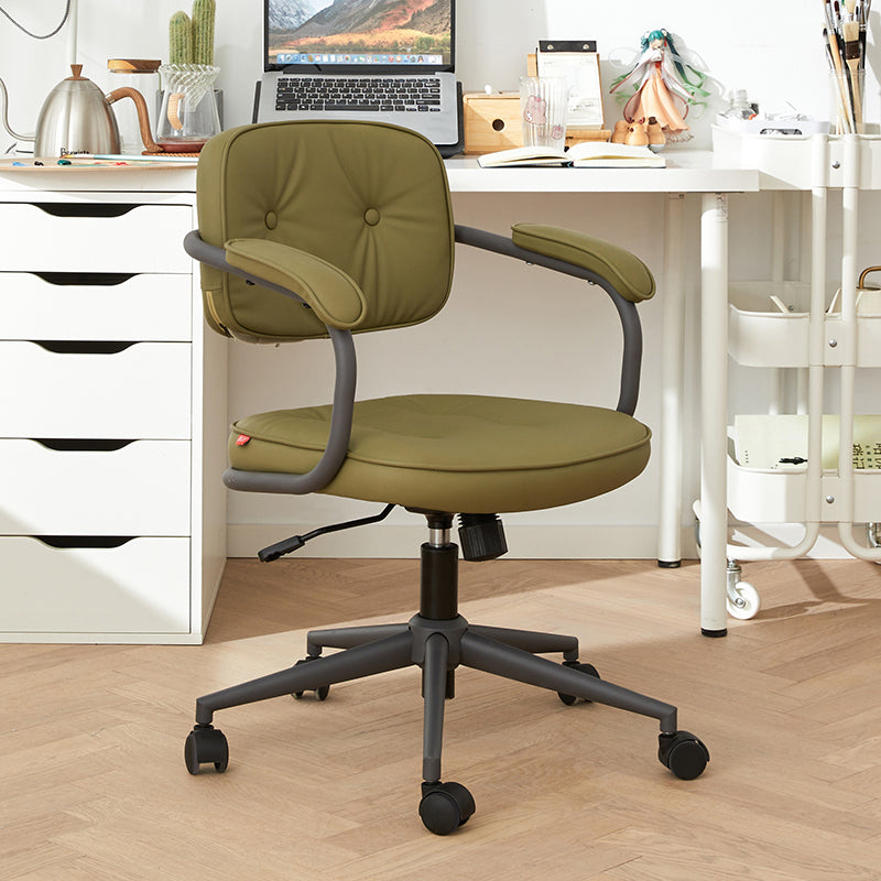 Modern Padded Arms Office Chair Tilt Mechanism Leather No Distressing Ergonomic Chair