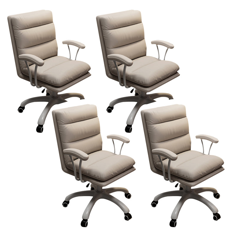 Modern Fixed Arms Office Chair Leather No Distressing Ergonomic Slide Chair