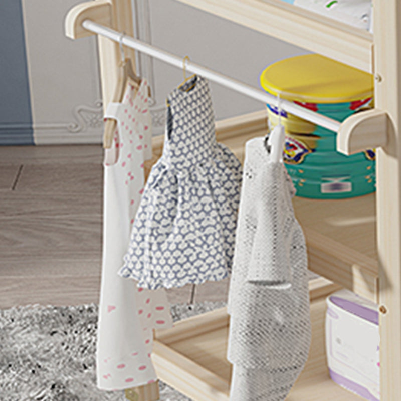 Modern Wooden Changing Table Safety Rails Baby Changing Table with 4 Wheels