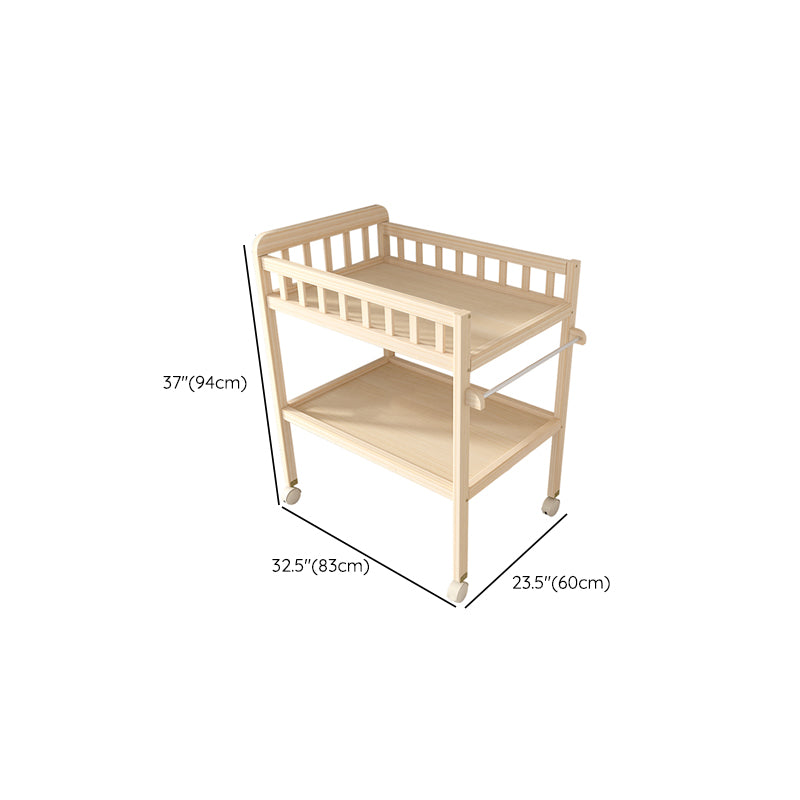 Modern Wooden Changing Table Safety Rails Baby Changing Table with 4 Wheels