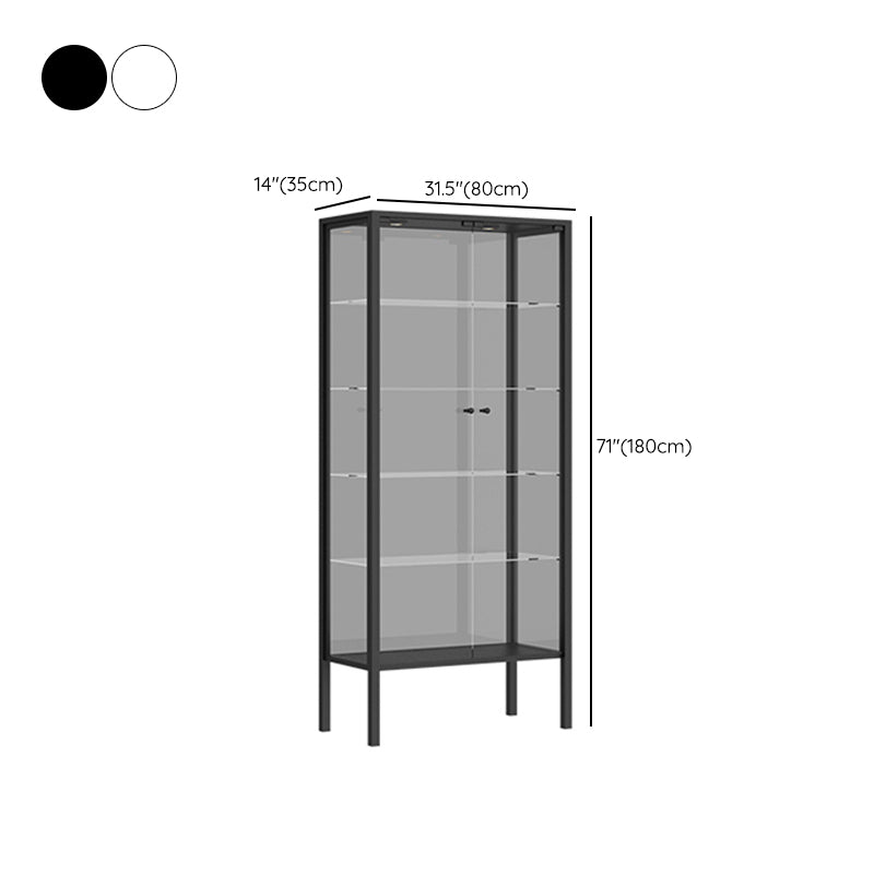 Modern Curio Cabinet Metal Storage Cabinet with Lighting for Dining Room